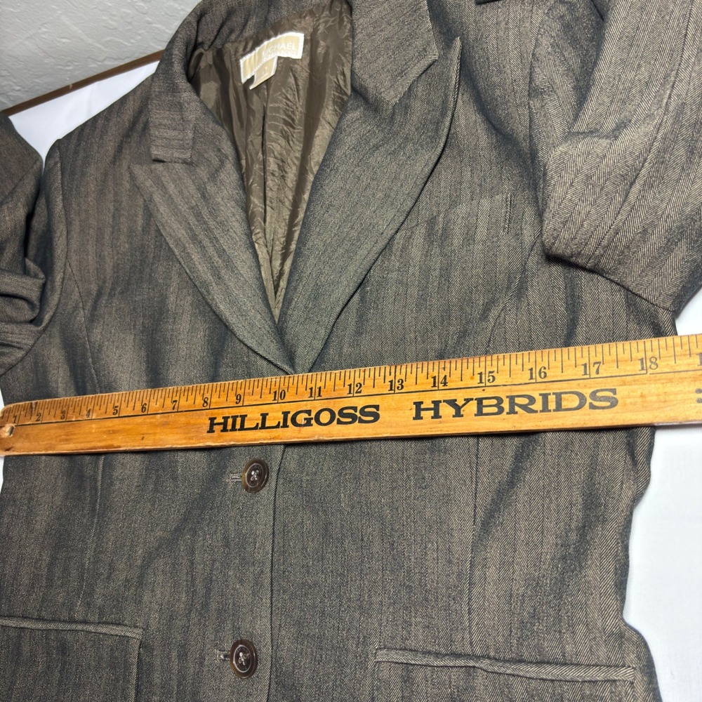 MICHAEL KORS Women Cropped Blazer Size 8 Brown 2-Button Professional Jacket - Picture 8 of 10
